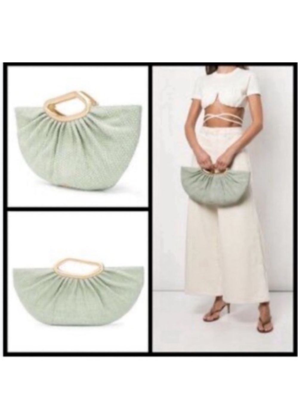 NWOT!😍 Cult Gaia MintGreen Raffia Clutch Bag.